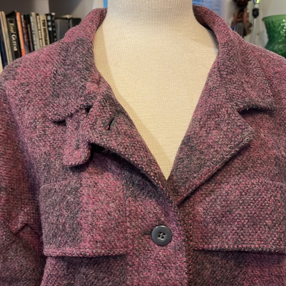💜 V I N T A G E WOOLRICH WOMAN PURPLE PLAID JACKET - Picture 5 of 12